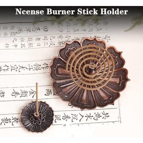 3pcs Arabian backflow incense burner stick holder Base Retro Bronze Buddhism Coil Lotus Censer Air Vaporizer home decor Supplies