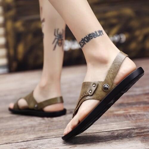 Summer walking slippers for platform male casual leather sandal 39 samool beach cuero sandalhas sandalia geta mens big mens men