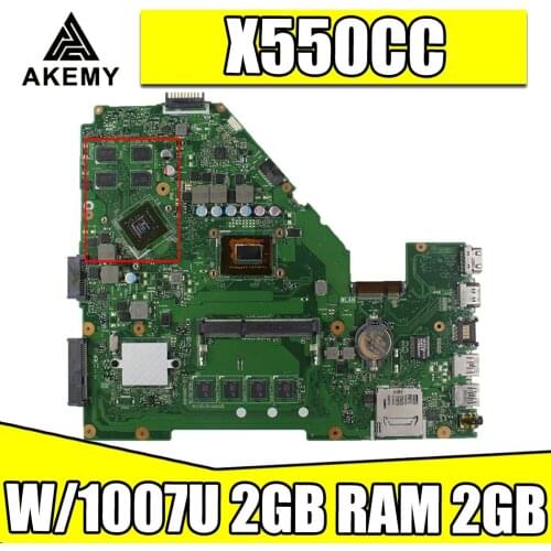 AKEMY X550CC Mainboard For ASUS X550CL X550VB X552C A550C A550V Laptop Motherboard Mainboard W/ 1007U 2GB-ARM 2GB GPU