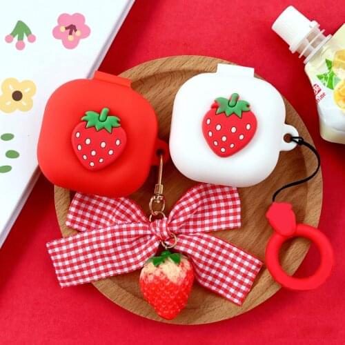 Cute fruit Sweet Case for Samsung Galaxy Pro / Galaxy buds live Case Silicone shell with Strawberry keychain Earphone Case