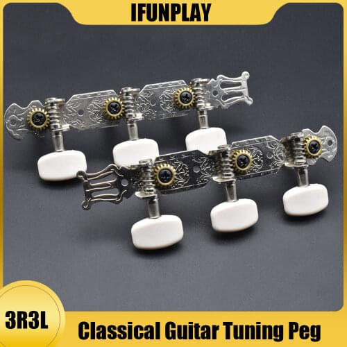 A set of 3R3L Classical Guitar Locking String Tuning Pegs Keys Tuners Machine Heads Chrome