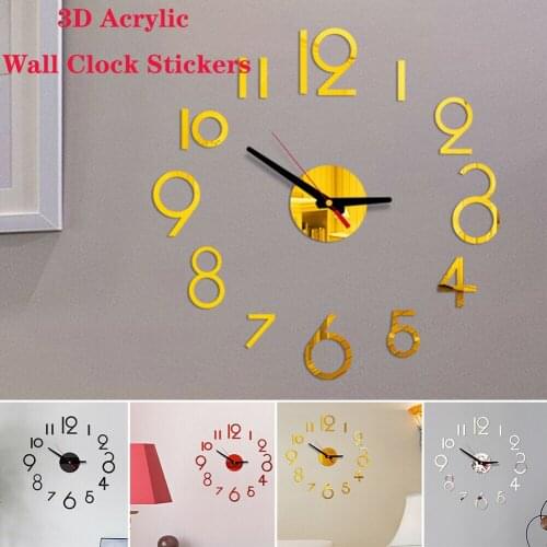 DIY Wall Clock Stickers 3D Wall Clock Modern Design Home Fashion Teapot Shape Round Style Acrylic Home Living Room Decoration