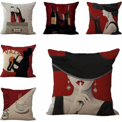 Wholesale Sexy Lady Face Pattern 45x45cm Cushion Covers Cotton Linen Square throw Pillow Cases Sofa Car Home Decoration