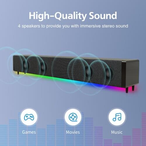 20W TV Sound Bar Wired and Wireless Bluetooth Compatibility Home Surround SoundBar for PC Theater TV Speaker With Remote Control