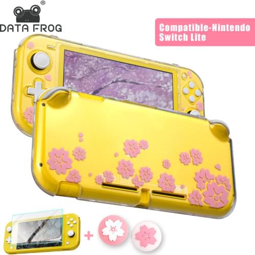 DATA FROG Transparent Hard Shell for Switch Lite Game Console Accessories for Nintendo Switch Lite Non-Slip Cherry Blossom Case