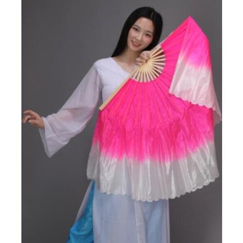 Hand Made Colorful National Dance Dancing Imitation Silk Bamboo Long Fans Veils 51cm 76cm Adults Size