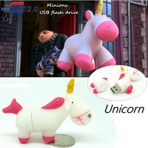 Cartoon white Unicorn pendrive minion usb flash drive real capacity cute horse pen drive flash memory U disk 4g 8g 16g 32G