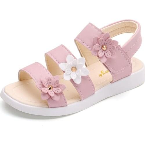 Girls Sandals Gladiator Flowers Sweet Soft Childrens Beach Shoes Kids Summer Floral Sandals Princess Fashion Cute High Quality