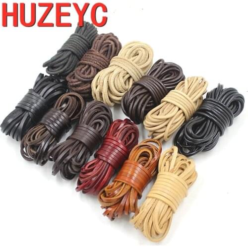 3mm Real Cowhide Rope Multiple Styles DIY Leather Cord Bracelet Necklace Handmade Beaded Round Rope Jewelry Accessories Making