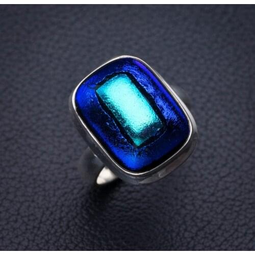 StarGems Natural Rainbow Dichroic Glass Handmade 925 Sterling Silver Ring 5.5 E2397