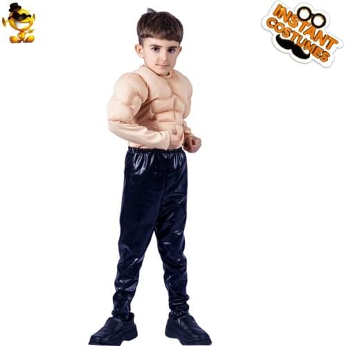 Halloween Muscle Tops Child Costume Kids Vest Suits Boys Cosplay Chest Shirt Outfits for New Years Gifts Purim Party Clothing
