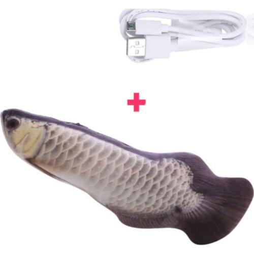 USB Charge Catfish Kitten Catnip Artificial Fish Play Toy Pets Cat Chew Molar Bite Teeth Clean Toys Grass Carp, Salmon, Arowana
