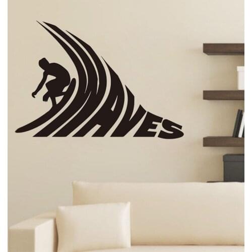 Surfer Surfing Wall Sticker Vinyl Wall Art Decals Kids Boys Room Decoration Home Decor Murals Wallpaper Poster
