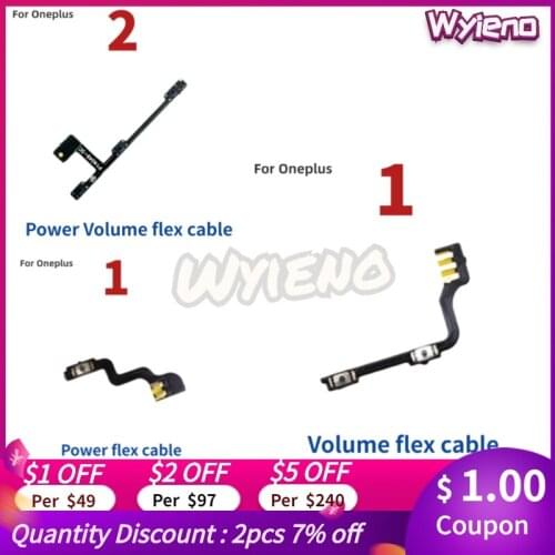 Wyieno Brand New Volume Button Power Switch On Off Key Flex Cable For OnePlus 1 2 Volume Up Down Ribbon