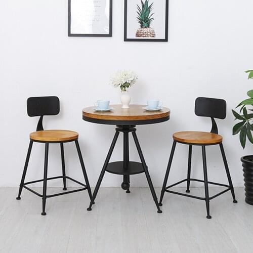 Chinafurniture American solid wood coffee table bar chair coffee shop lounge bar three-piece table and chair combination