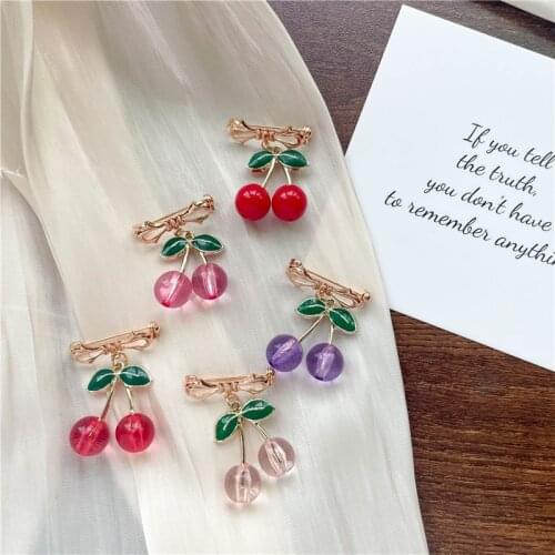 Classic Design Cherry Pendant Enamel Brooch For Women Girls Fashion Fruit Lapel Badge Pins Bag Clothes Jewelry Gifts
