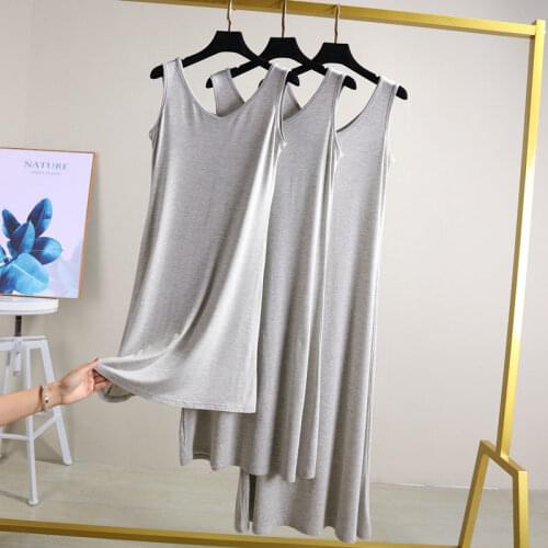 Spring Plus Size vest Dress V- Neck sleeveless Tank Dress Loose Dress 2021 Summer Women Fashion Soft Elastic Cotton Modal Dress