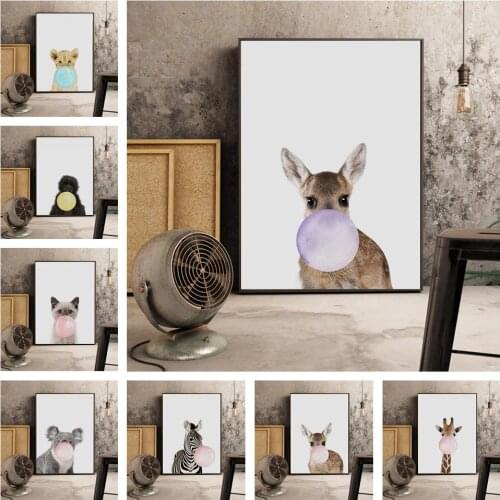 Animal Nursery Poster Bubble Canvas Painting for Living Room Decoration Wall Pictures Art Posters vintage room decor wall art