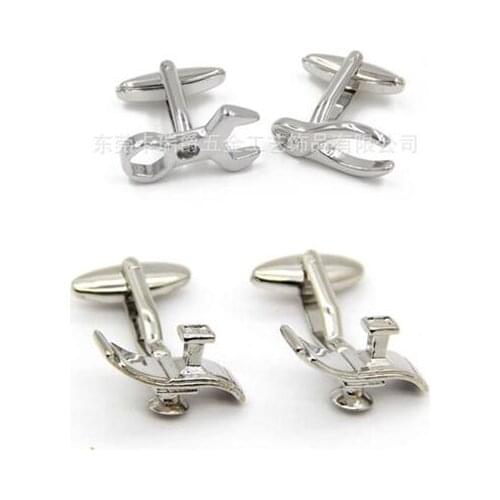 10pairs/lot Creative Silver Tool Cufflinks Tool Spanner Cuff Links Copper Plating Mens Jewelry Fathers Day Gift