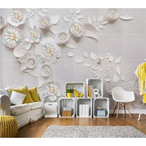Wellyu Custom wallpaper 3d photo murals Nordic wind luxury jewelry flower leather carving background 3d wall papers home decor