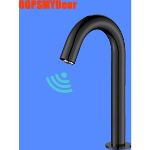 Touchless Tap Bathroom Infrared Motion Sensor Faucet Basin Sink Smart Automatic Kraan Hotel Washbasin Deck Mount Black Torneiras