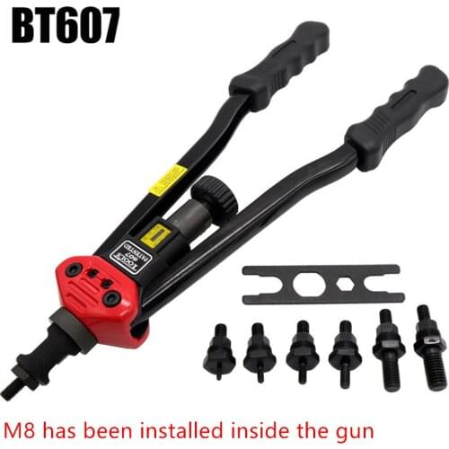 BT-607 Hand Riveter Rivet Nut Tool Hand Blind Riveter Hand Riveter Rivet Tool With 7 Metric Chucks M3 M4 M5 M6 M8 M10 M12