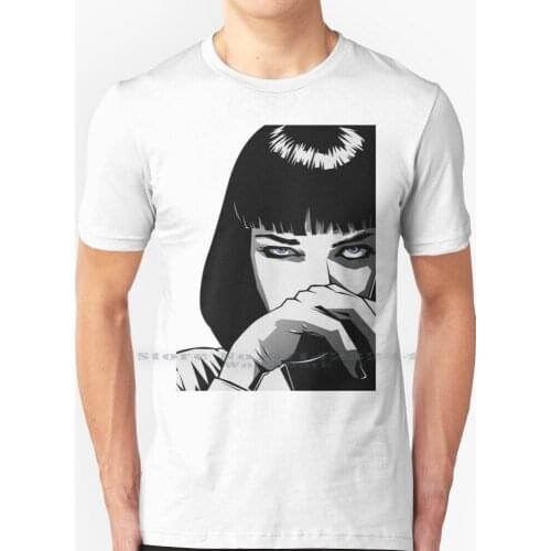 Pulp Fiction Mia T Shirt 100% Pure Cotton Cocaine Mia Wallace Pulp Fiction Creative Trending Vintage Cool Gift Euro Us Size Big