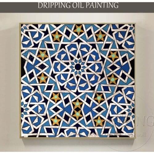 Artist Hand-painted High Quality Wall Art Painting Islamic Geometry Oil Painting on Canvas Unique Modern Geometry Oil Painting