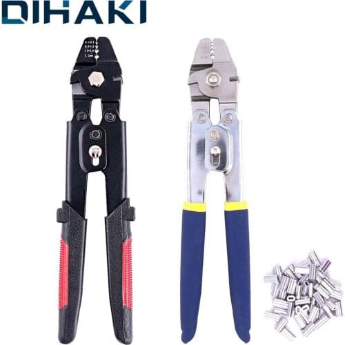 Wire Rope Crimping Tool Stainless Steel Fishing Pliers 150Pcs Ferrule Crimping Loop Kit Crimper Pliers For Wire Rope Cable Line