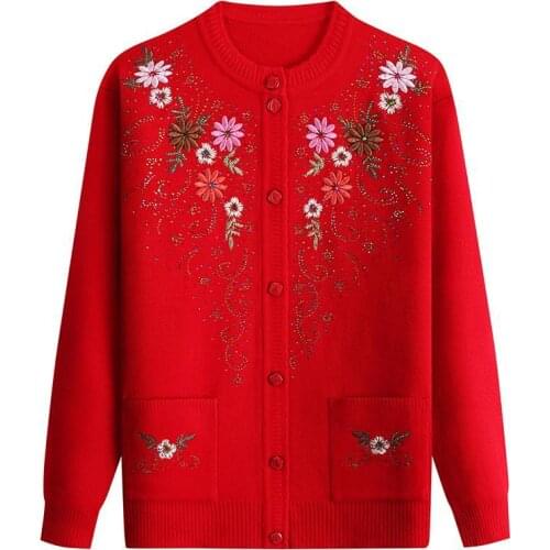 Middle Age Mother Knitted Cardigan Sweater Coats 2020 Autumn Winter Plus Size 4XL Women Knitwear Tops Female Casual Clothes A490