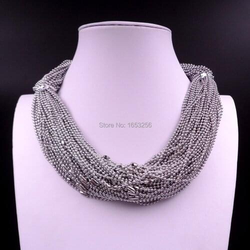 Best Price 100pcs/Bag Stainless steel Shiny Round Beads Chain Necklace fit pendant 2.4mm 24