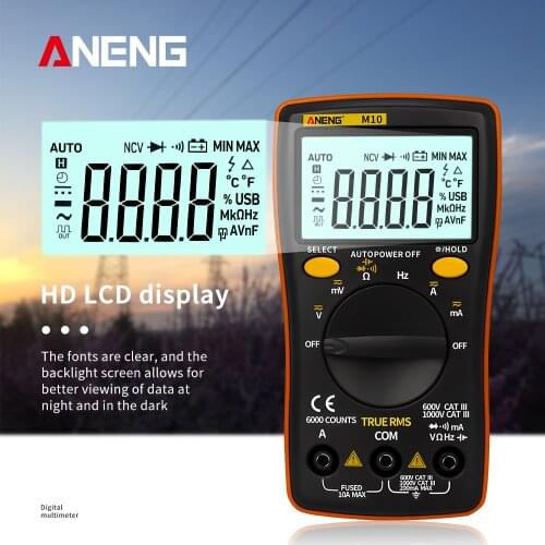 M10 Pocket Digital Multimeter Transistor Tester Analog 6000 counts Multimetro Profesional Capacitor Inductance Power Meter Test