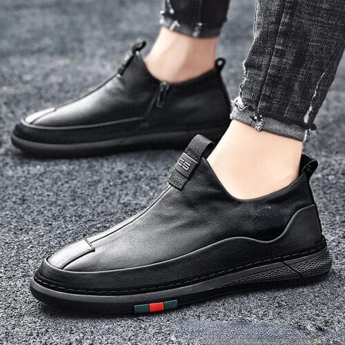 Mens Shoes 2021 New Mens Versatile Doudou Shoes Black Fashionable Shoes British Business Work Casual Shoes