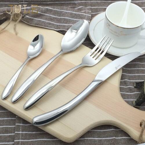24-piece Top Grade 18/8 Stainless Steel Dinnerware Set Dinner Knife Fork S poon Western Luxury Silver Cutlery Set for Restaurant
