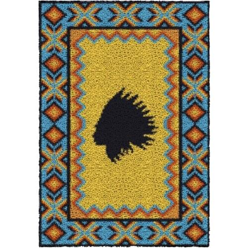 Latch Hook Rug Wall Hanging Crocheting Tapestry Indians Pattern Cushion Kits for Embroidery Home Carpet 61cmX85cm