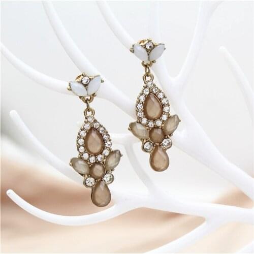 New Arrival Fashion Sweet Rhinestone Water Drop Shaped Dangle Earrings for Women Hip Hop Punk Big Crystal Flower Jewelry Party