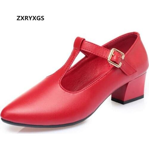 Top Cowhide Pointed Genuine Leather Shoes Women High Heeled Shoes 2020 New Classic Fashion Autumn Shoes Woman Shoes Large Size