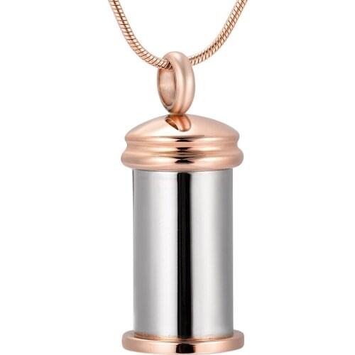 Charm Tube Cremation Urn Pet Urn Human Ashes Urn Memorial Ash Keepsake Pendant Necklace 20'' Rose Golden Chain