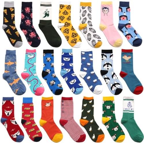 Peonfly Men Funny Cartoon Octopus Dog Monkey Chicken Sheep Harajuku Fashion Hip Hop Street Style Happy Casual Skate Cotton Socks