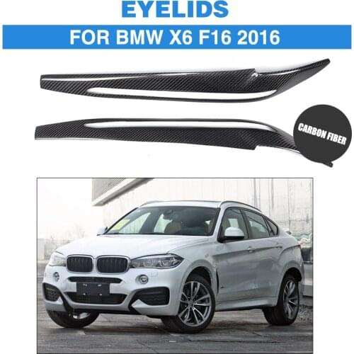 2PCS/set Carbon Fiber Front Headlight Eyebrows Eyelids For BMW X6 F16 2016 Car Headlamp Sticker Trims Covers