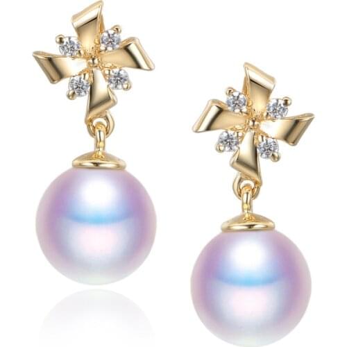 MADALENA SARARA 8.5mm Saltwater Pearl White Pearl Earrings 18K Gold Earrings Stud Earrings Luxury Elegant Jewelry