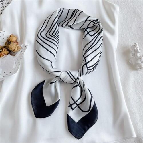 Silk Scarf Square Women Bandana Neckerchief Female Shawls Hijab Hair Bands Fashion Headband Shawl and Wraps Summer New 2021