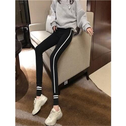 Pregnant Women Pants Stipes High Elastic Maternity Leggings Belly Pants Tight Clothes Spring And Autumn 2021 Fashion