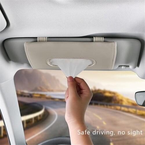 Car Sunshade Paper Towel Bag Multi - Function Leather Car Hanging Seat Car Carton Tissue Box Shade Paper Towel Box Car Box