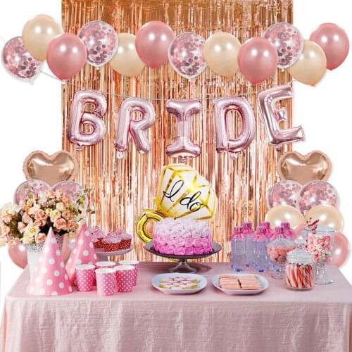 Bride to be Rose Gold Balloon Kit Wedding decoration Engagement diamond ring heart ballons 39pcs/set Party Backdrop Decor