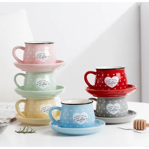 Creative Ceramic Cup Coffee Mug Simple Modern Turkish Coffee Cups 6pcs Nordic Design Cartoons Tazas Cafe Cups and Saucers BE50MU