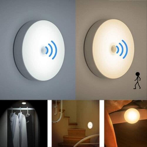 USB Recharge LED PIR Infrared Sensor Night Lights 700mah 8 Beads Bedroom Closet Wall Lamp Wardrobe Stairs Body Sensor Lamp