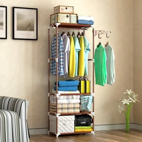 Coat Rack Simple Multi-function Clothes Hanger Racks Floor Standing Clothing Hanging Storage Removable Metal Cabinet Shelf Rack