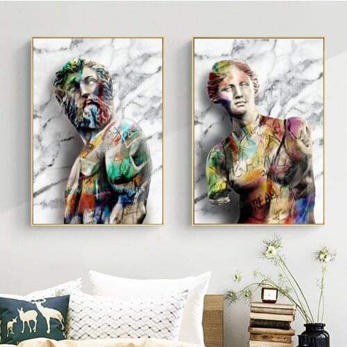 Bright Marble Watercolor Statue Posters And Prints Sculpture Canvas Art Painting On Nordic Decor Wall Picture For Living Room