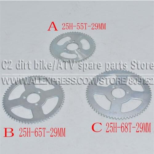 55T 65T 68T 25H 29mm Rear Sprocket Mini Moto ATV Quad Dirt Pit Pocket Bike Cross 47cc 49cc Parts